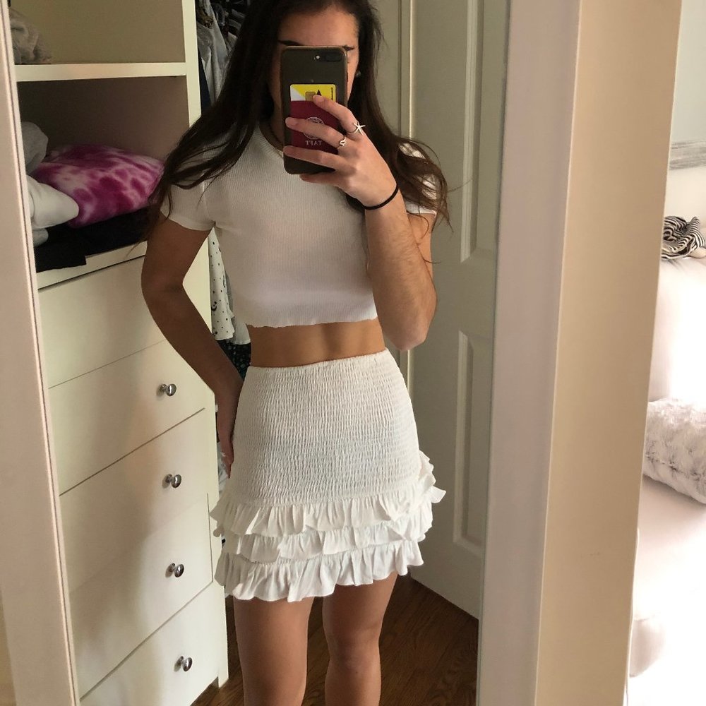 White ruffle skirt